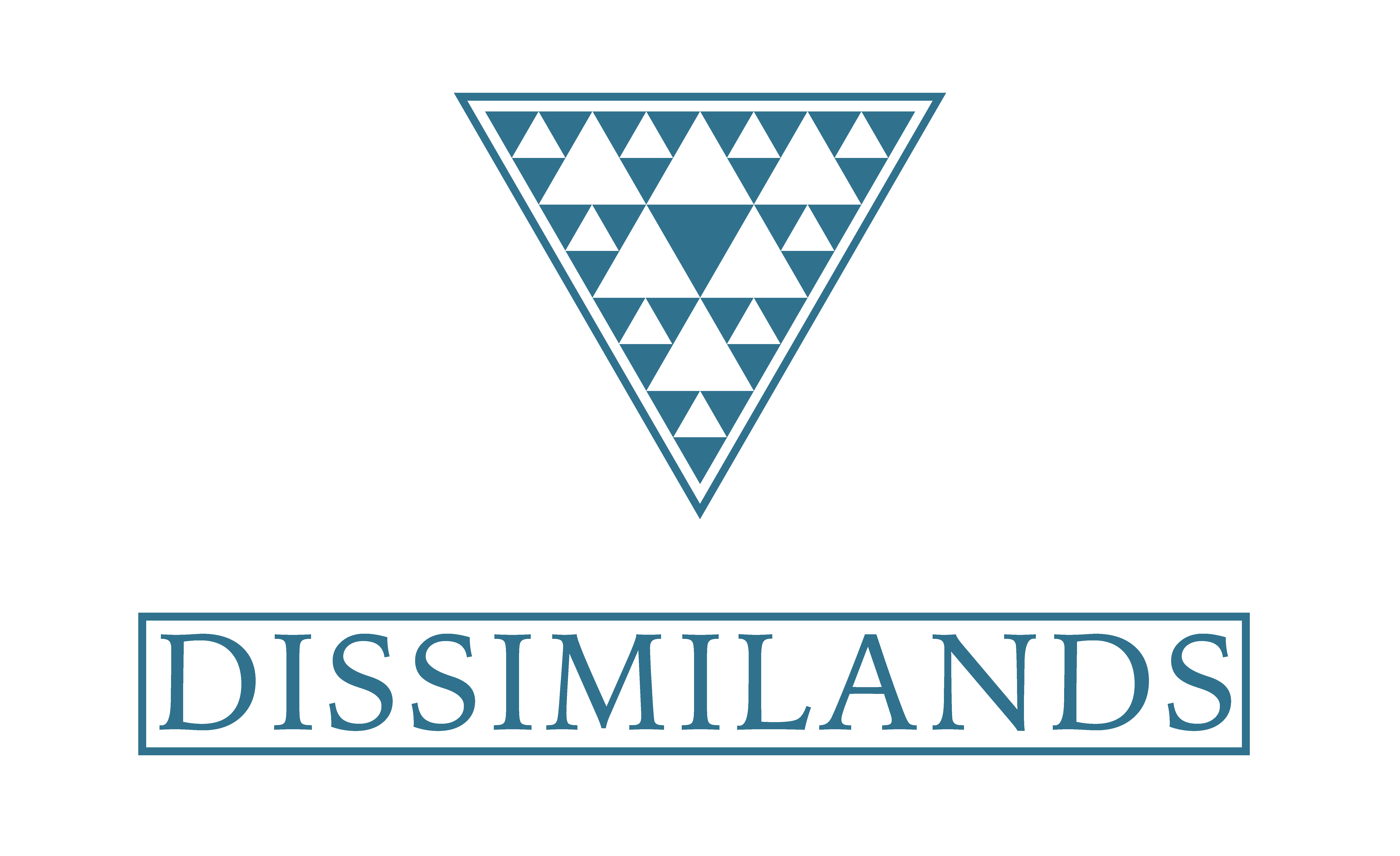 Stylized Dissimilands text logo in bold uppercase letters, set against a minimalist background, conveying a sense of fantasy and adventure